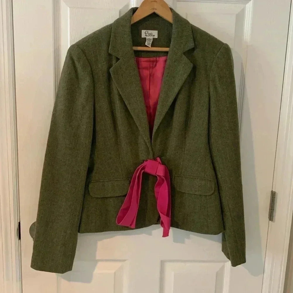 Lilly Pulitzer tie- front Tweed wool blazer size small